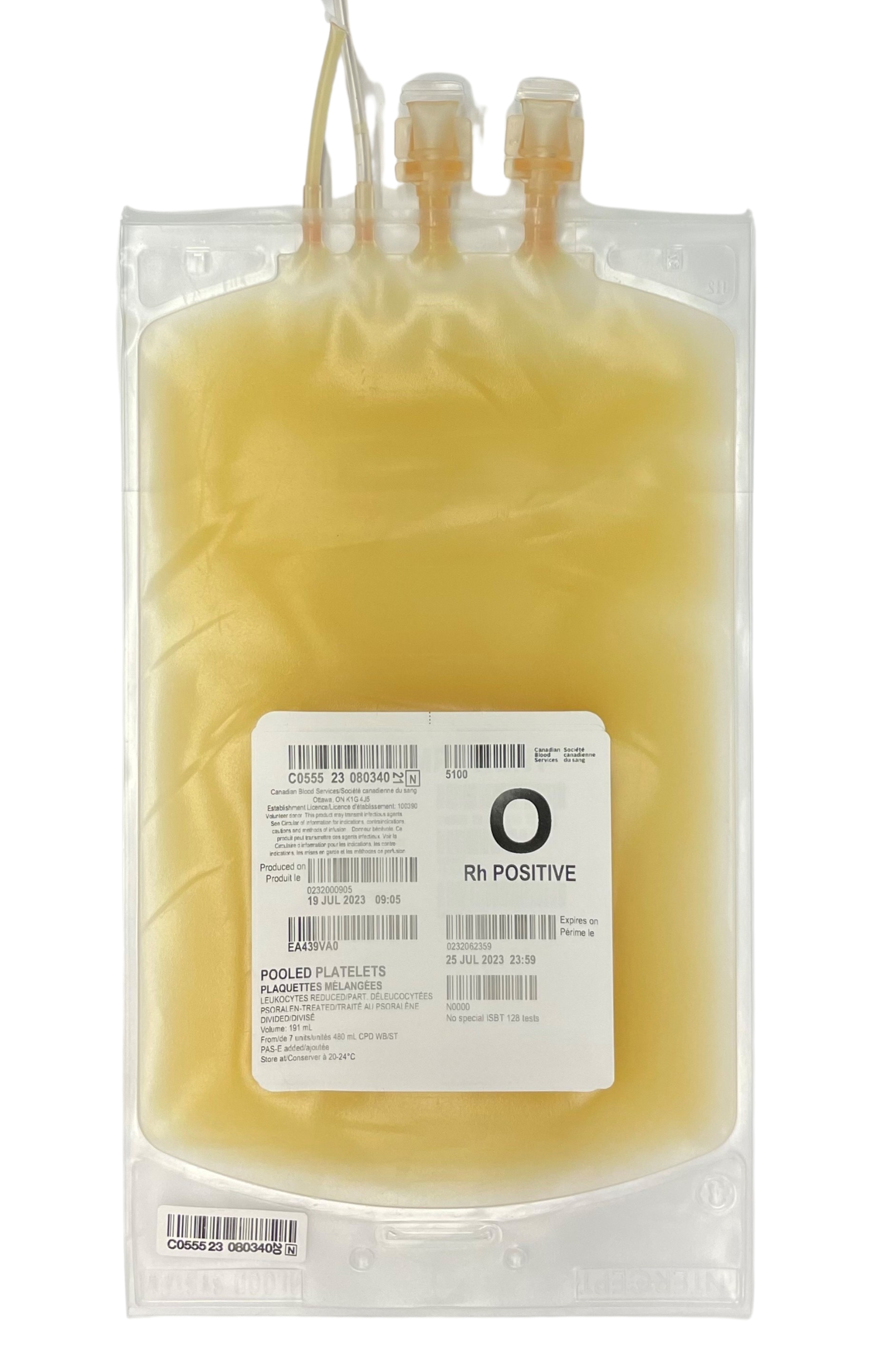 A unit of pooled platelets psoralen-treated (PPPT).