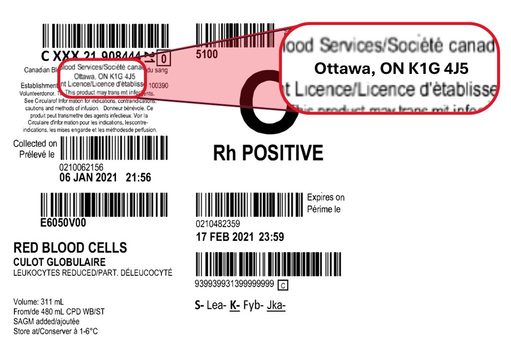 Sample label with the word "Ottawa" circled. 