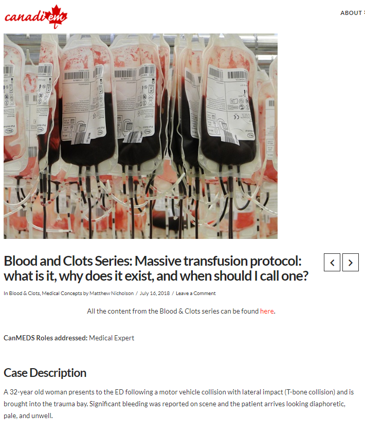 Blood and Clots Massive Transfusion Protocol